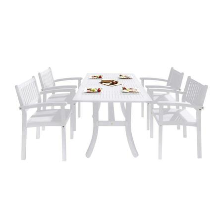 VIFAH Bradley Outdoor Patio Wood 5-piece Dining Set with Stacking Chairs V1337SET25